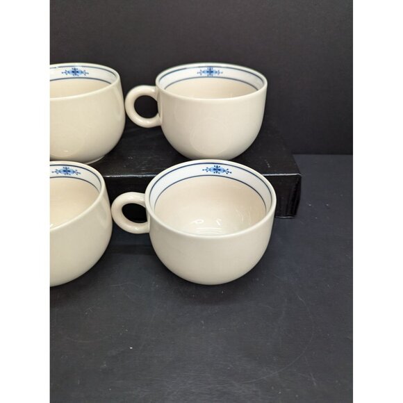 Epoch Stockholm Beige 8 Oz Coffee Cup Blue Flower Inside Rim Lot of 4 - Picture 6 of 9